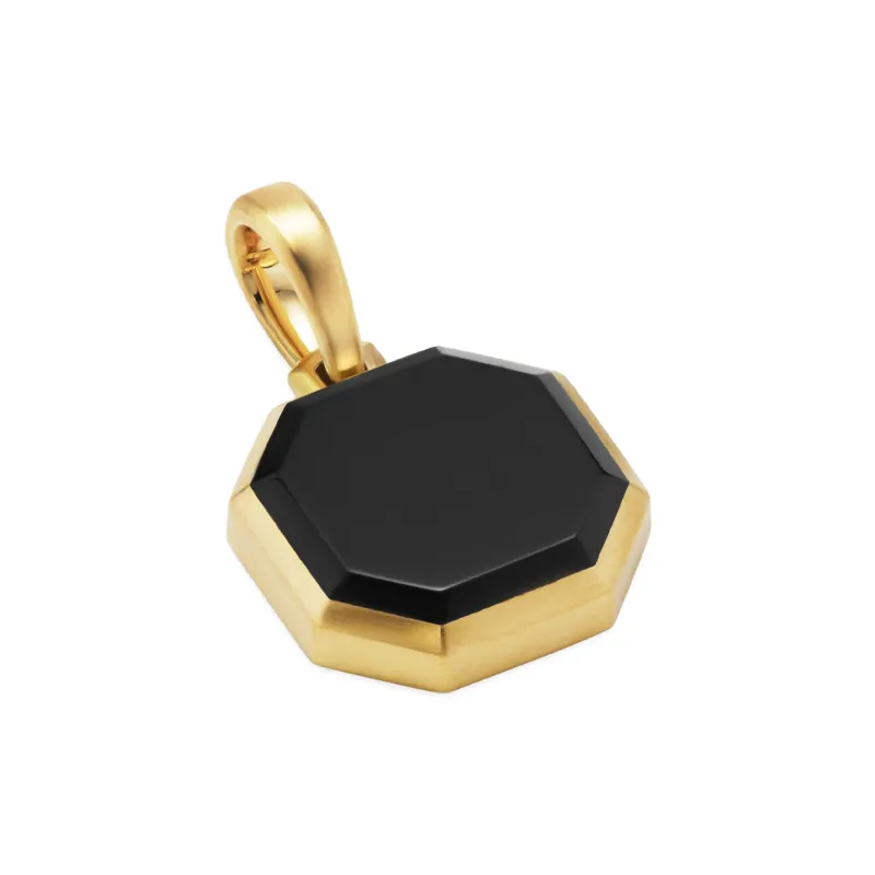David Yurman 18kt Yellow Gold Faceted Onyx Amulet 16mm-2