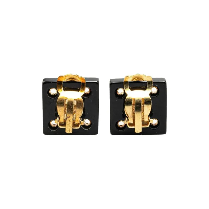 CHANEL 2001 Cc Square Clip on Earrings-1