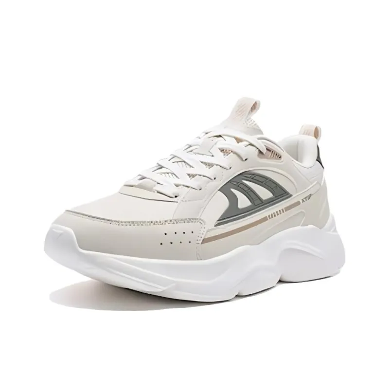 XTEP Wear-resistant And Lightweight Low-Top Chunky Sneakers Men's Beige Green-1