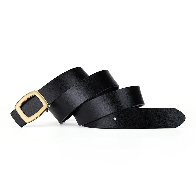 Jeccieziio Cow Leather Belts Women's Gold Width 2.8cm-4