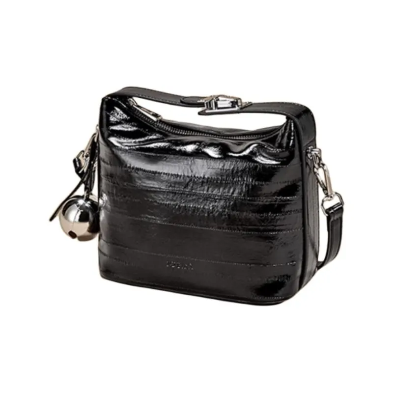 JOSINY PU With Cow Leather Shoulder Bag, Crossbody Bag, Handbag Medium Size Women's Ecru/Black/Silver-5