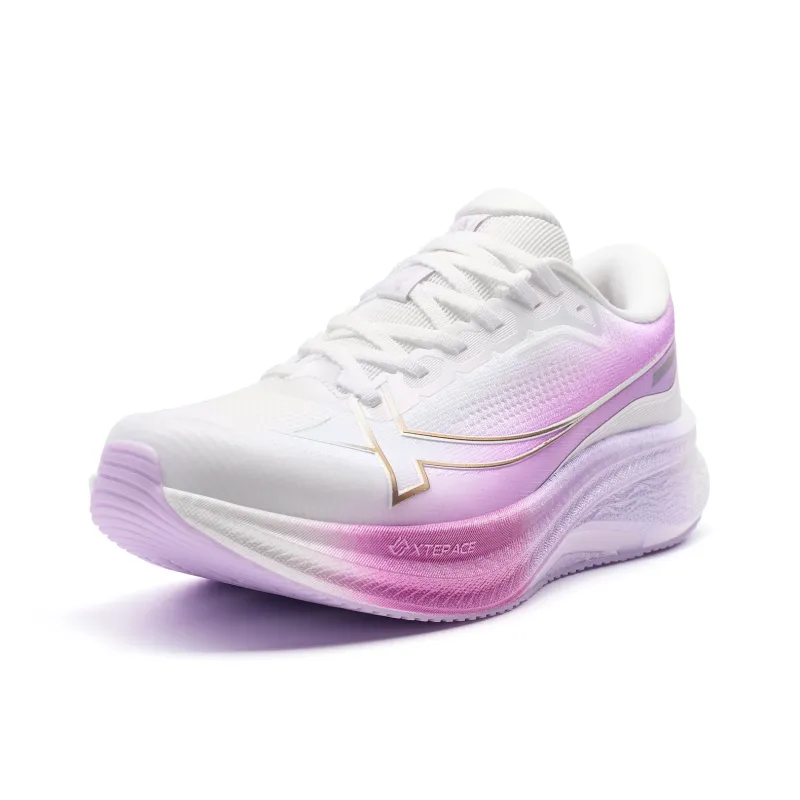 XTEP 2000km PLUS Running Shoes Women's Low Top Classic White/Peony Purple/Dazzling Fuchsia-1
