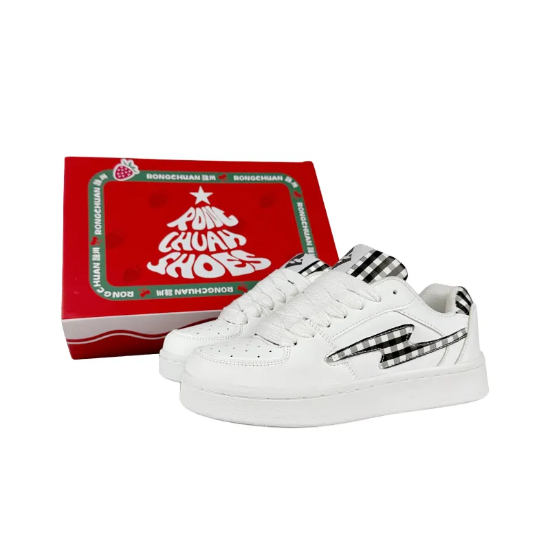 Rongchuan Slip Resistant, Abrasion Resistant, Lightweight Low Top Skateboard Shoes Unisex White Pink Square-6