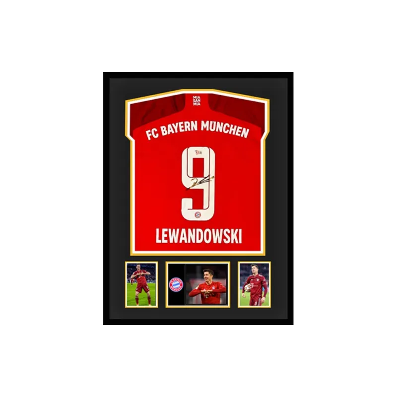 Three For Bayern Munich Team Jersey Exquisite Mounting, Outer Frame Approx. 65x85cm-0