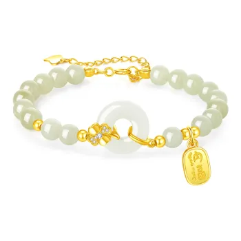Lao Feng Xiang Hetian Jade Bracelets Pale Greenish White Jade Women's