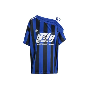 Adidas Originals SS25 OFF SHOULDER JERSEY Soccer Jersey Women's Semi Fluorescent Blue/Black