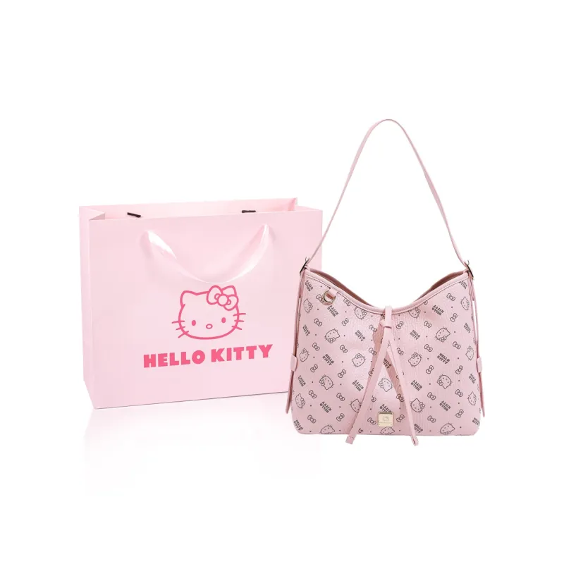 MESUCA &Sanrio Hello Kitty Collaboration Kitty Series PU Shoulder Bag Regular Women's Pink/Brown/Milk Tea-1