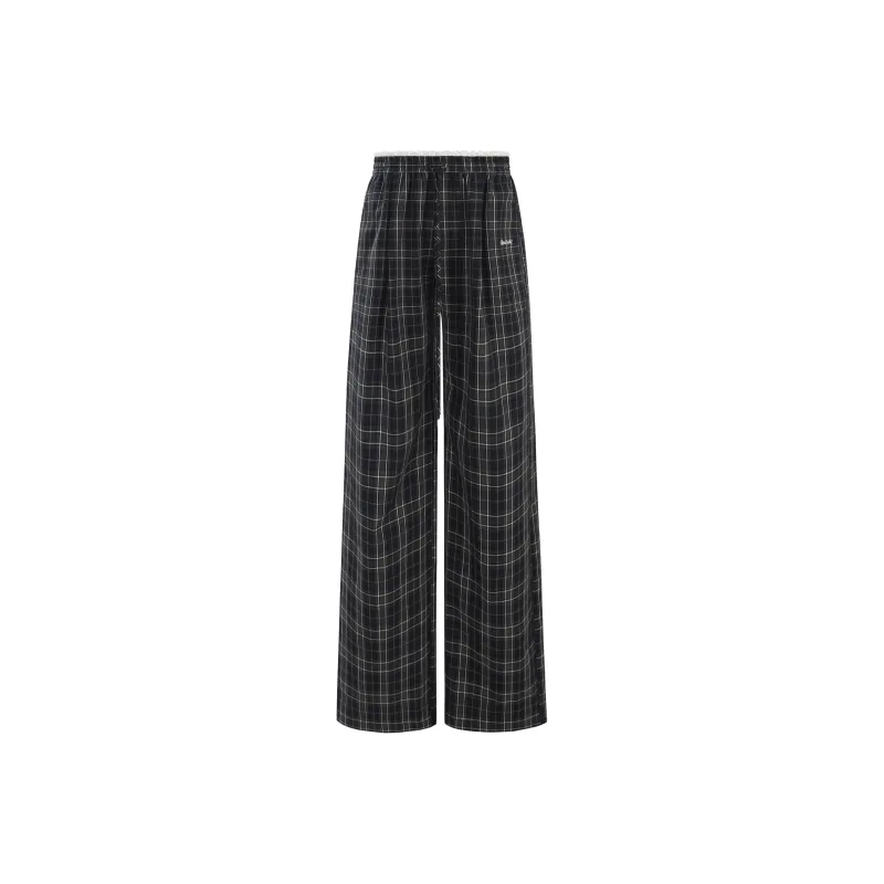 UNIFREE Casual Pants Women's Navy Blue Plaid-6