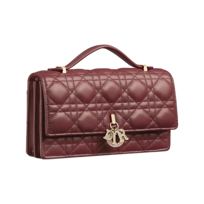 DIOR My Dior Lambskin Shoulder Bag, Crossbody Bag, Handbag Mini Women's Dahlia Red-2