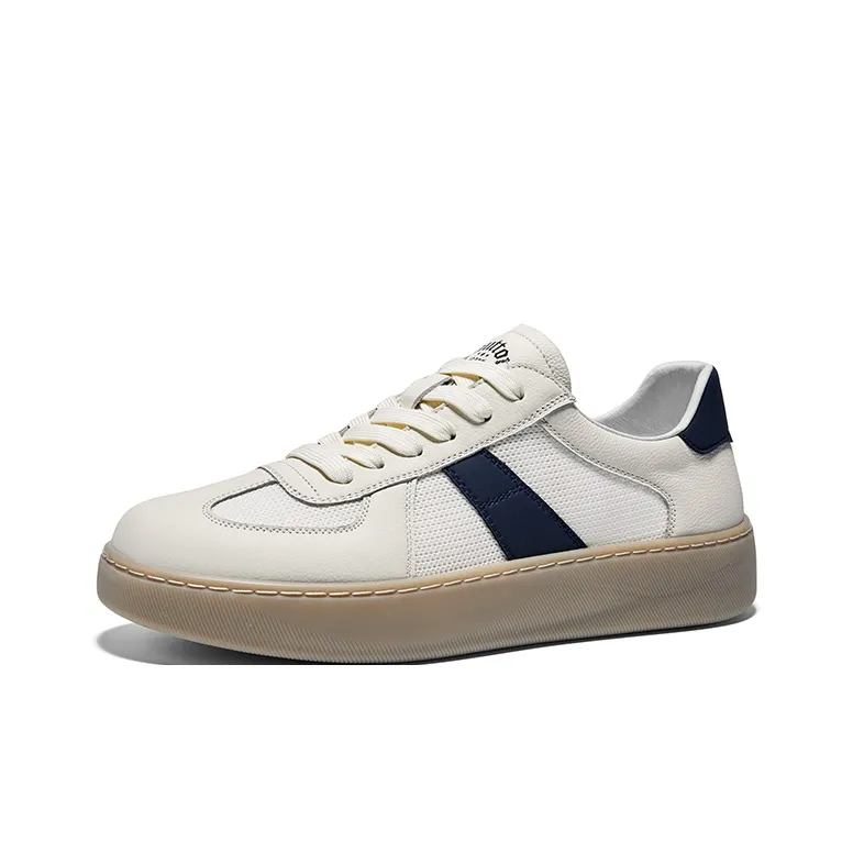 Hautton Jeans Skateboard Shoes Men's White Blue-0