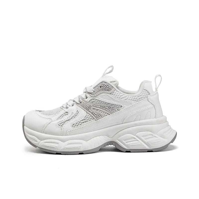 La Chapelle Cushioning, Wear Resistant Low Top Chunky Sneakers Women's White-0