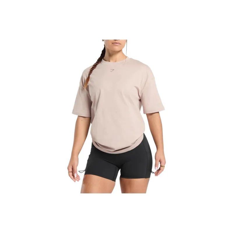 GYMSHARK Drop Shoulder Sleeve T Shirt Women's Pink-0