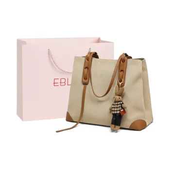 EBLAN Fabric Shoulder Bag Tote Women's Khaki