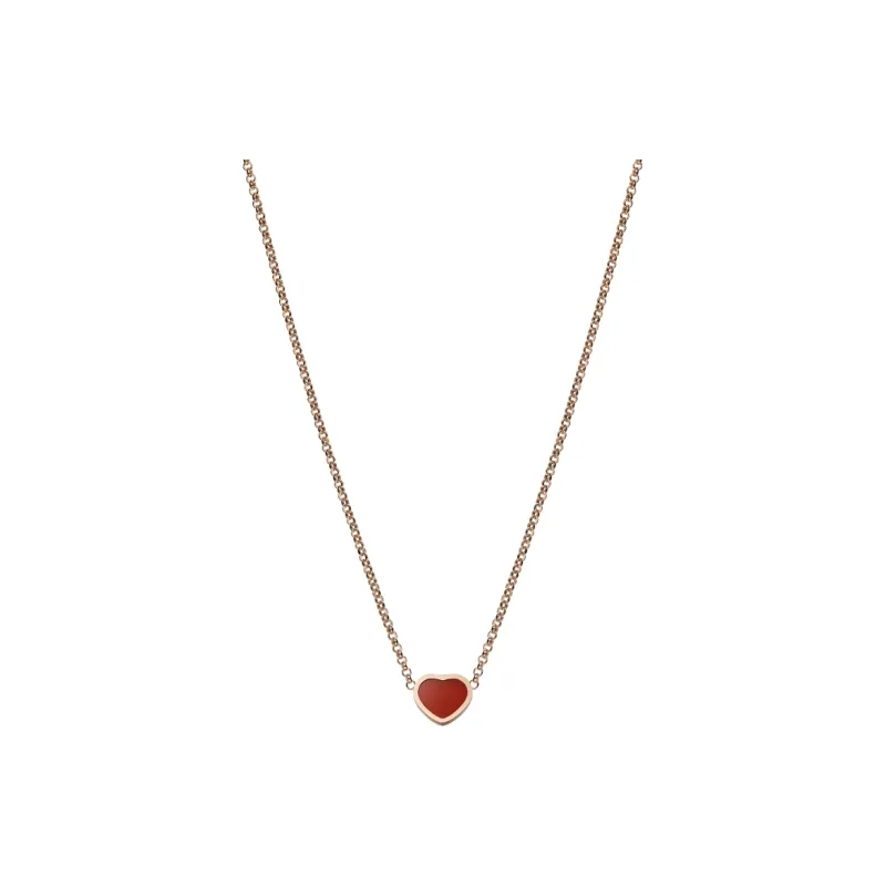 Chopard 18kt Rose Gold My Happy Heart Carnelian Necklace-1