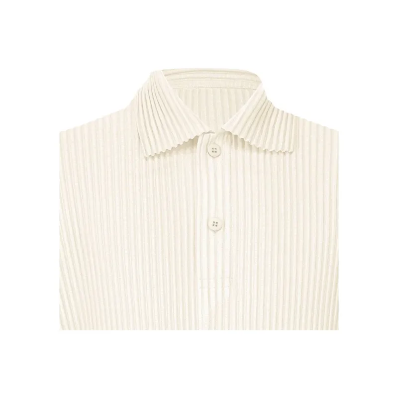 Homme Plissé Issey Miyake Polo Shirt Men's Ivory White-1