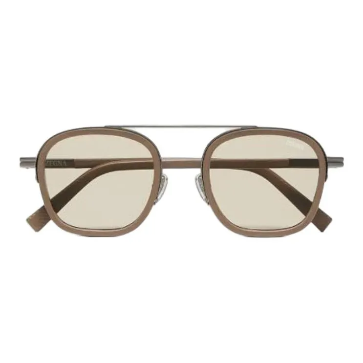 Zegna Acetate Square Sunglasses Unisex Tea Brown-1