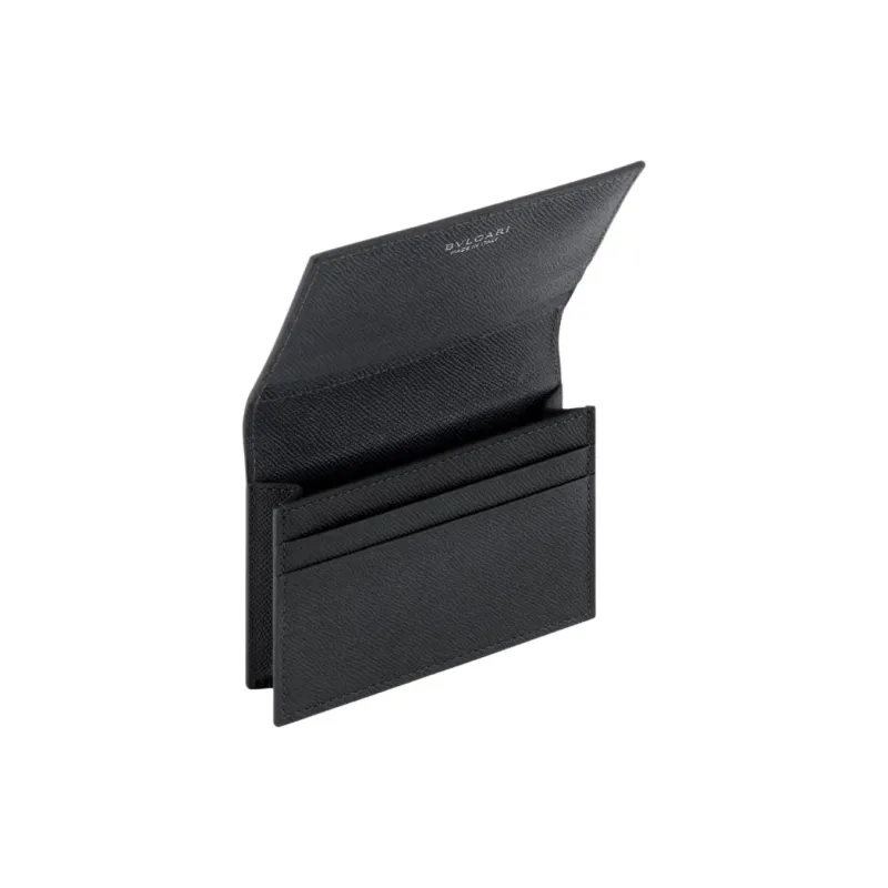 BVLGARI Calfskin Wallet Regular Men's Black-2