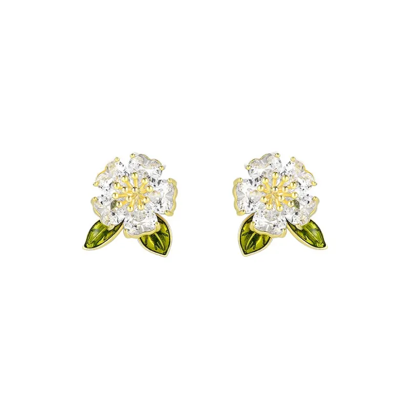 SHINE Man Dance Floral Collection S925 Sterling Silver Stud With Zircon Stud Earrings Women's-0