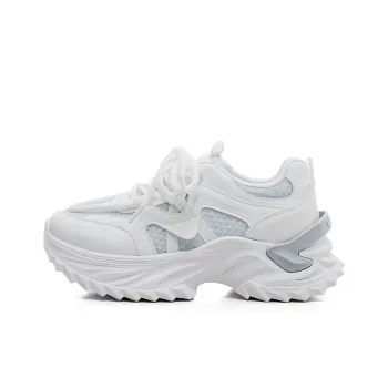 Warrior Breathable Lightweight Height Increasing Low Top Chunky Sneakers Women's White Light Gray Blue