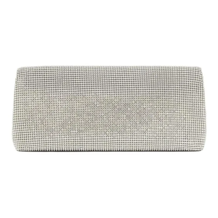 VERSACE La Medusa Lambskin With Viscose Crossbody One Shoulder Clutch Women's Silver-1