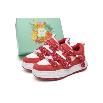 RELAXURSELF Slip Resistant Lightweight Height Increasing Low Top Skateboard Shoes Unisex Red Box