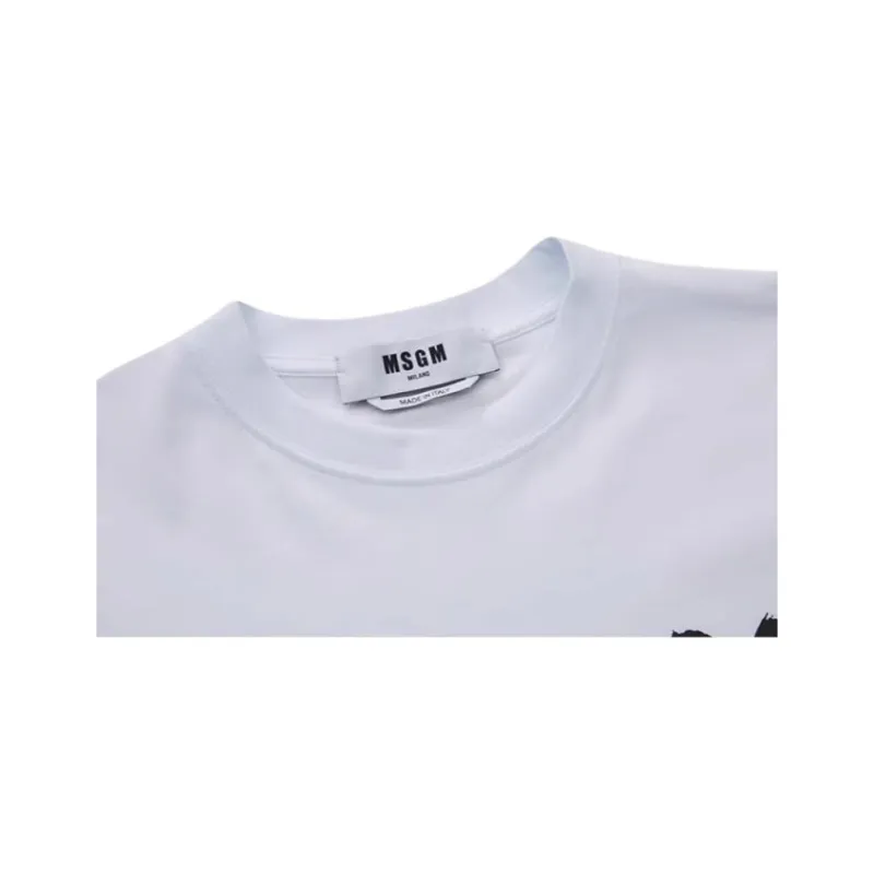 MSGM SS24 Drop Shoulder Sleeve T Shirt Women's White-2