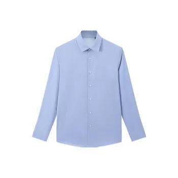 H YXIANG Shirts Men Brunei Blue Twill