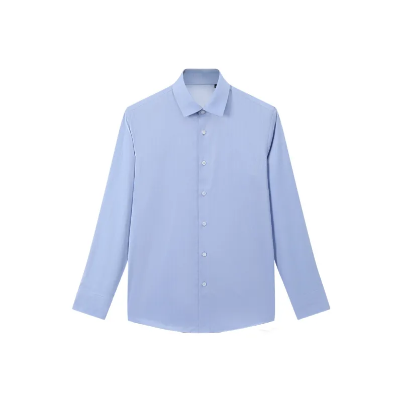 H YXIANG Shirts Men Brunei Blue Twill-0