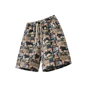 OPMO Casual Shorts Unisex Embroidery Dog