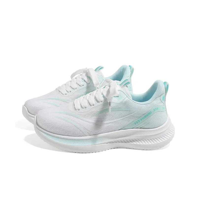 HUANQIU Running Shoes Women's Low Top White Green-1