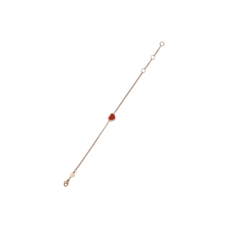 Chopard 18kt Rose Gold My Happy Heart Carnelian Necklace-5