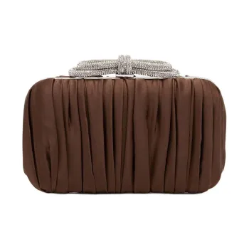 MACH & MACH Satin Clutch Women's Brown