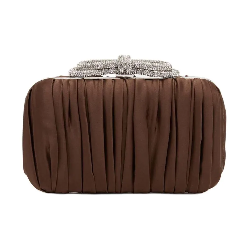 MACH & MACH Satin Clutch Women's Brown-0