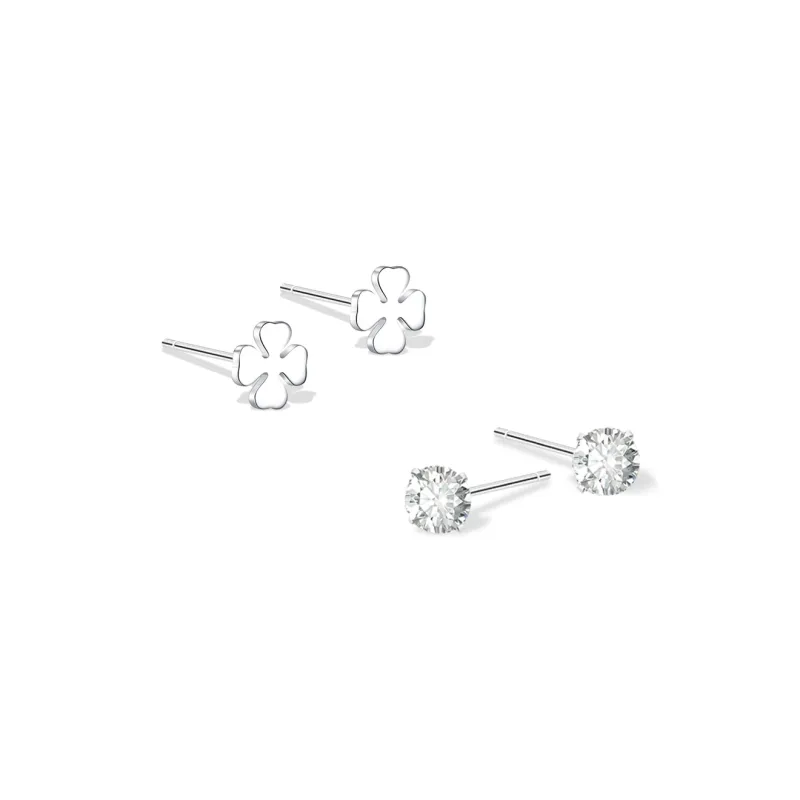 KUMET Sterling Silver Stud Earrings Women's-0