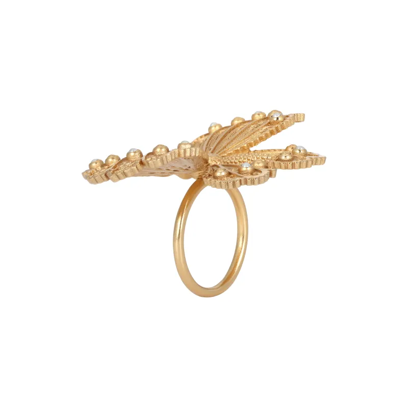 DIOR Resin Metal Rings Women's Gold-2