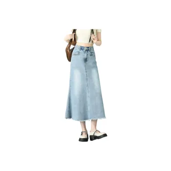 FAWENXIANGZI Denim Long Skirt Women's