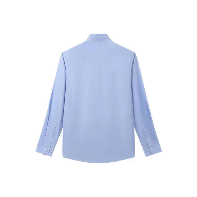 H YXIANG Shirts Men Brunei Blue Twill-1