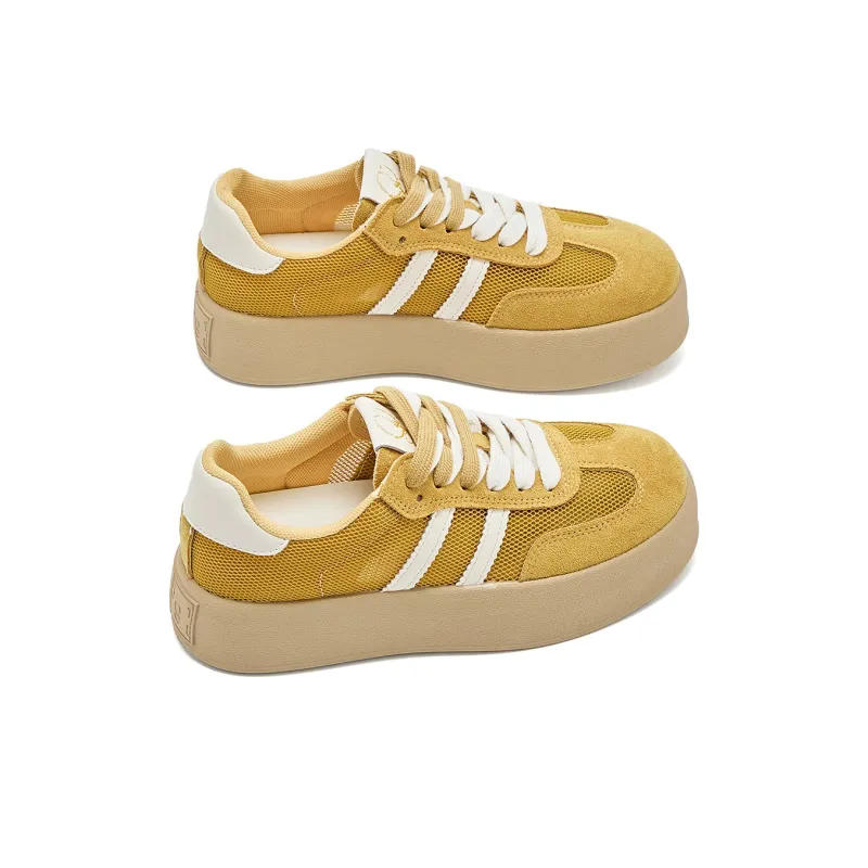 La Chapelle Anti Slip Wear Resistant Low Top Skateboard Shoes Women's Yellow-2
