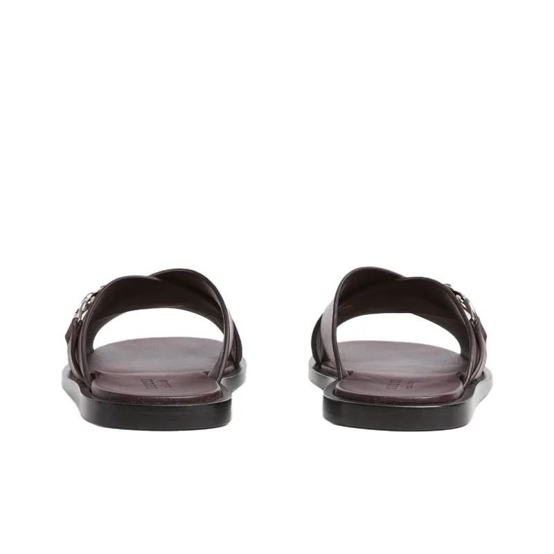 GUCCI Slip Resistant Slide Slippers Men's Red Brown-3