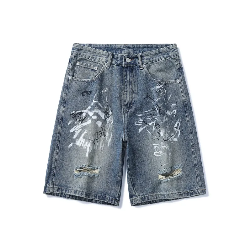 SANTASTIC Denim Shorts Men Nostalgic Blue-0
