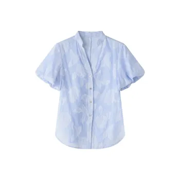 SHUXI Shirts Women's Transparent Oxygen Blue