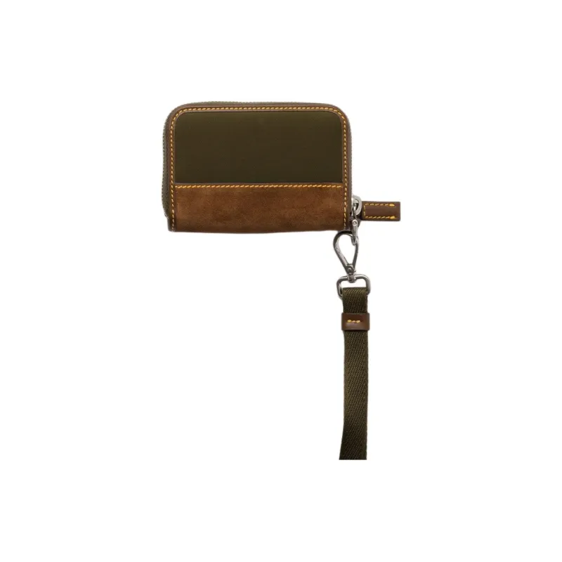 PRADA Recycled Nylon Coin Purse Men's Musk Green Paired With Cocoa Color-1