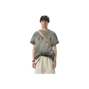 JHYQ T-Shirts Unisex Spray Dye Gray