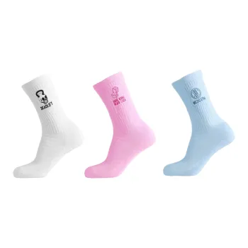 GYMSHARK Mid Calf Socks Unisex 3 Pack White Blue Pink
