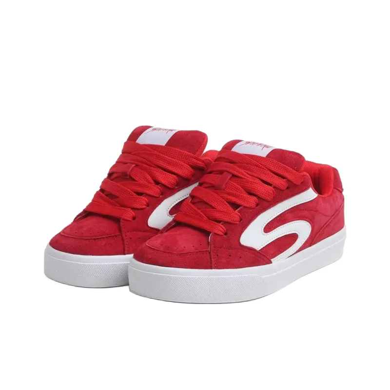 Yalu Wear resistant And Lightweight Low Top Skateboard Shoes Unisex Crimson-3