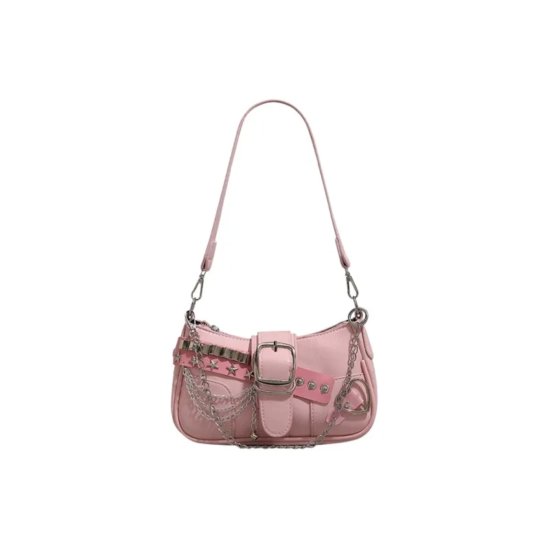 JANE KLAIN Synthetic Leather Shoulder Bag Regular Women's Silver/Pink-0