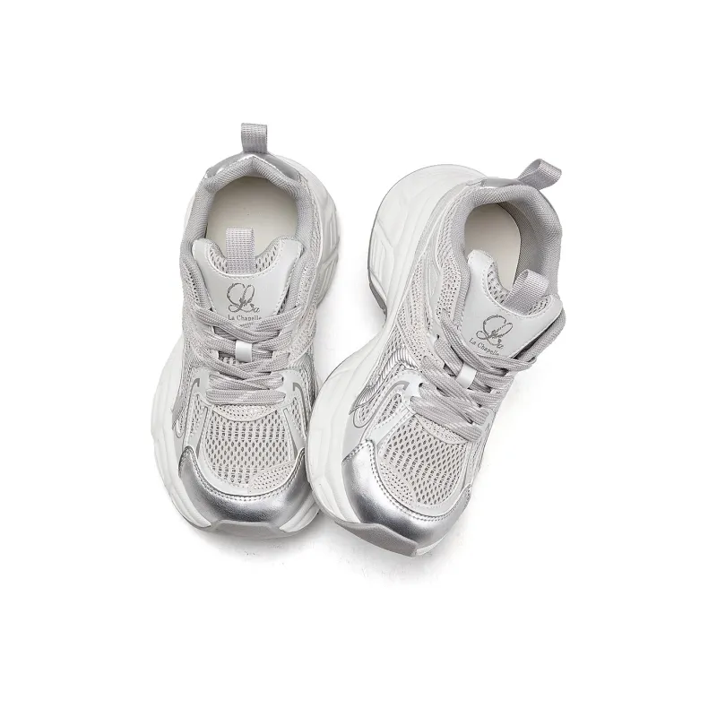 La Chapelle Low Top Chunky Sneakers Women's Silver-1