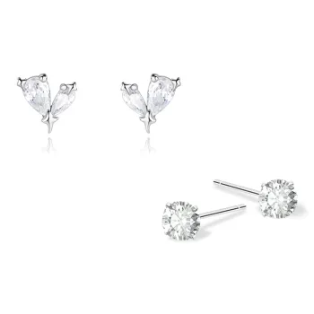 KUMET Sterling Silver Stud Earrings Women's