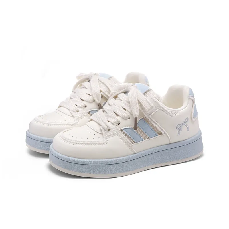 Ordifen Low Top Skateboard Shoes Women's Beige Blue-1