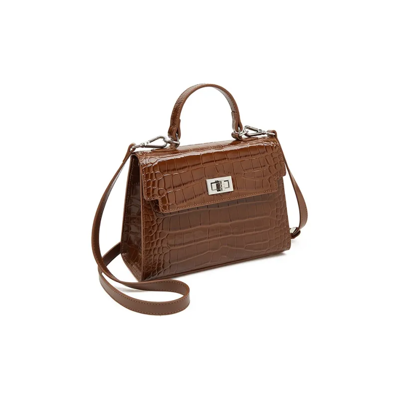 Old Man's Head Top Grain Cow Leather Shoulder Bag, Crossbody Bag, Handbag Regular Women's Black/Red/Brown-2